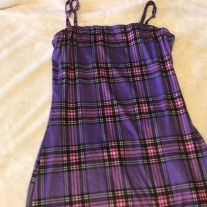purple plad dress